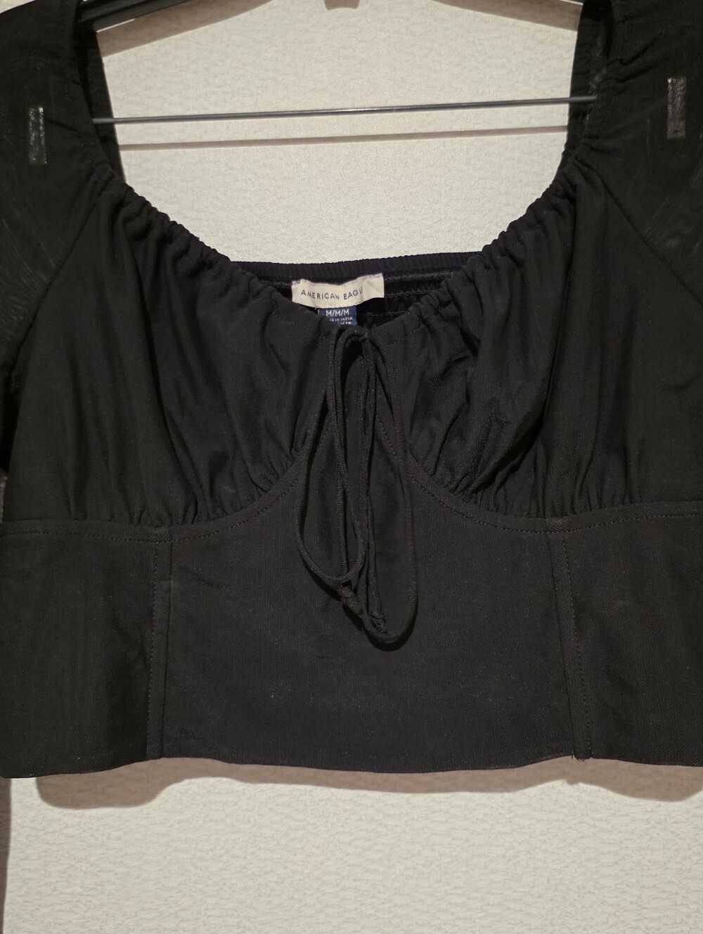 American Eagle Black Mesh Long Sleeve Crop Top Medium New - Picture 5 of 12